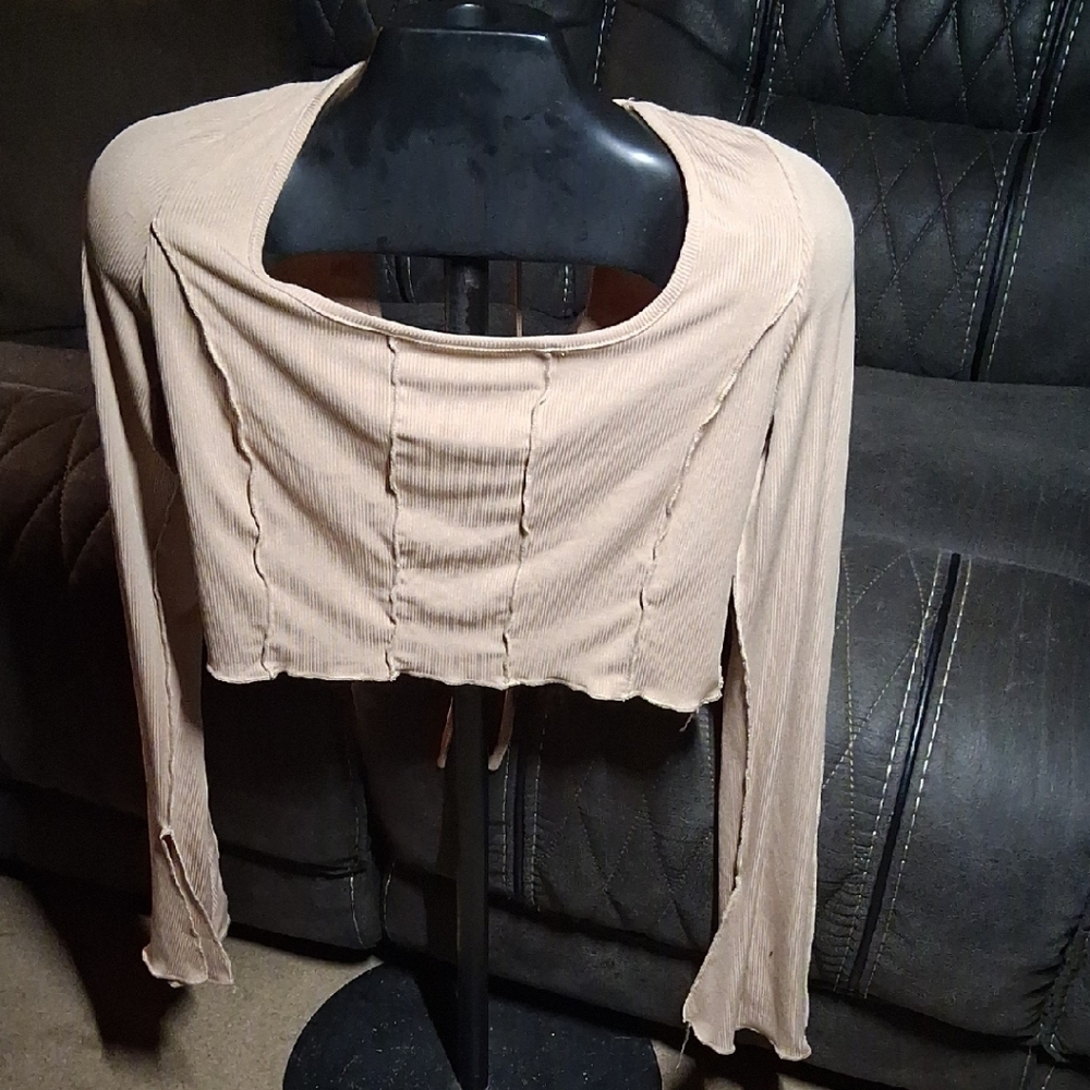 SHEIN Beige Ribbed Crop Top